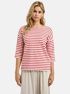 Milano Italy naisten neule, PULLOVER 3/4 POPPY PRINT Oranssiraita