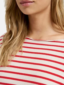 Milano Italy naisten neule, PULLOVER 3/4 POPPY PRINT Oranssiraita