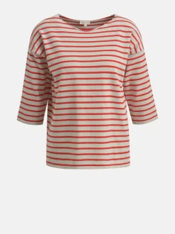 Milano Italy naisten neule, PULLOVER 3/4 POPPY PRINT Oranssiraita