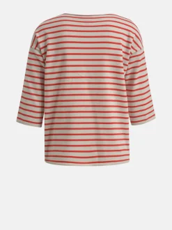 Milano Italy naisten neule, PULLOVER 3/4 POPPY PRINT Oranssiraita