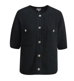 Milano Italy naisten neuletakki, CARDIGAN 1/2 SLEEVE BLACK Musta