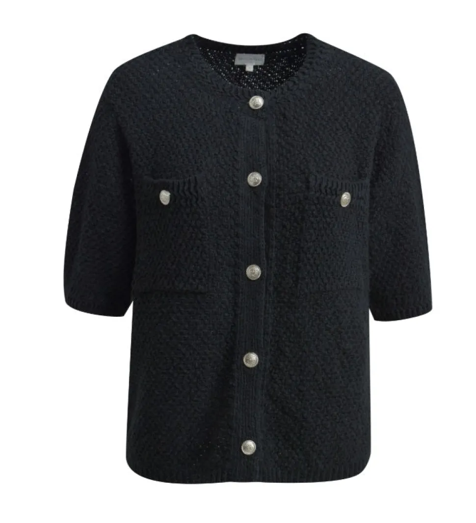 Milano Italy naisten neuletakki, CARDIGAN 1/2 SLEEVE BLACK Musta