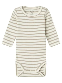 Name It lasten body, NBBANI LS BODY Raidallinen Beige
