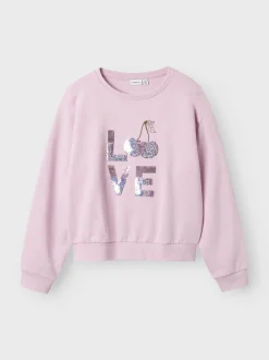 Name It lasten college, NKFTEKA LS REG SWEAT Vaaleanpunainen