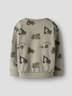 Name It lasten collegepaita, NMMBasil NMMBASIL LS NREG SWE BRU, kuosi vihreä