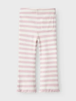 Name It lasten housut, NMFTAIA SLIM BOOTCUT PANT Raidallinen Vaaleanpunainen