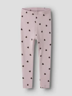 Name It lasten leggingsit, NMFKHEART XSL LEGGING Vaaleanpunainen Kuos