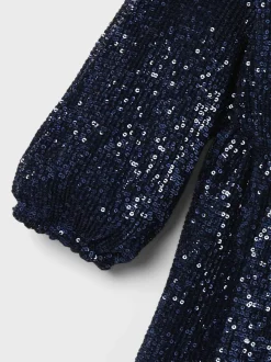 Name It Lasten Mekko, NKFRANTELLA LS DRESS Tummansininen