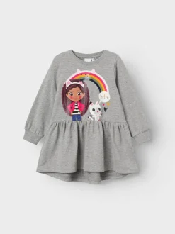 Name It lasten mekko, NMFAMMA GABBY SWE DRESS Vaaleanharmaa