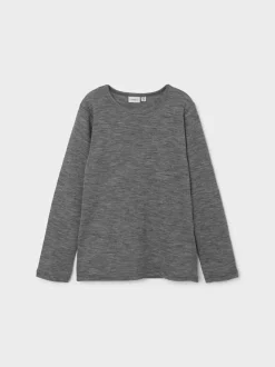 Name It Lasten Merinovilla Paita NKMWANG WOOL PLAIN LS TOP Tummanharmaa
