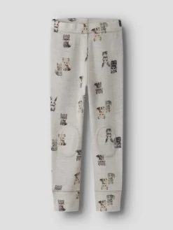 Name It Lasten Merinovillaiset Leggingsit, NMMWang Wool Rib Longjohn Aop Kuosillinen Beige