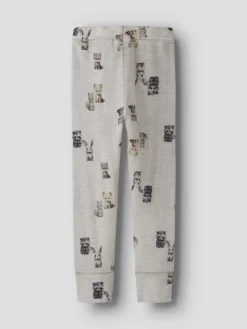 Name It Lasten Merinovillaiset Leggingsit, NMMWang Wool Rib Longjohn Aop Kuosillinen Beige