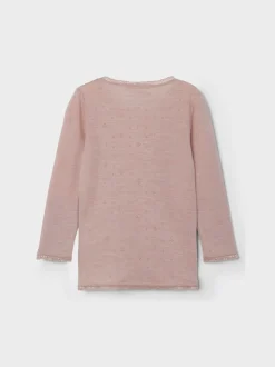 Name It Lasten Merinovilla Paita NMWANG WOOL NEEDLE LS TOP NOOS Vaaleanpunainen