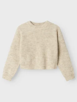 Name It lasten neule, NKFHOLLY LS BOXY SHORT KNIT NOOS Luonnonvalkoinen