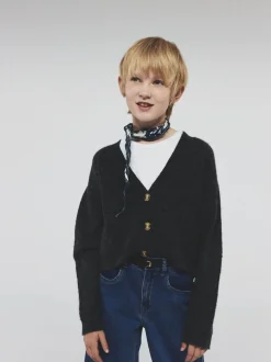 Name It lasten neuletakki, NKFHOLLY BOXY SHORT KNIT CARDIGAN Tummanharmaa