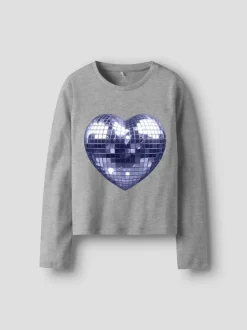 Name It lasten pitkähihainen paita NKFTHELMAS LS SHORT TOP, keskiharmaa