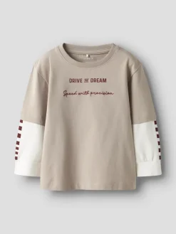 Name It lasten pitkähinaine paita NMMRICHAEL LS NREG TOP BOX, beige