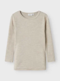 Name It lasten pusero, NMNWAX WOOL RIB LS TOP Harmaa