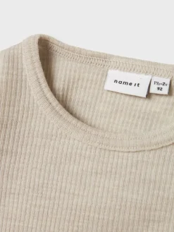 Name It lasten pusero, NMNWAX WOOL RIB LS TOP Harmaa