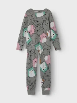 Name It Lasten Pyjamasetti, NKFOBIA SQUISH LS NIGHTSET Harmaa