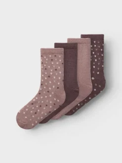Name It Lasten Sukat, NKFWAK WOOL 4 PACK SOCK Vaaleanpunainen Kuosi