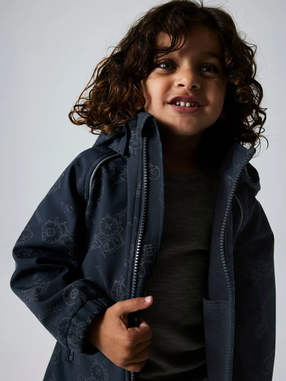 Name It lasten takki, NMMALFA SOFTSHELL JACKET AOP Tummansininen