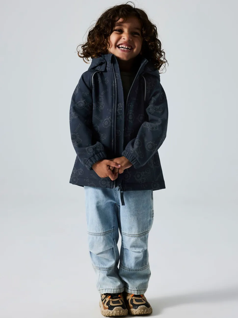 Name It lasten takki, NMMALFA SOFTSHELL JACKET AOP Tummansininen