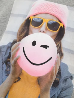 Name It lasten t-paita, NKFNOMA HAPPY SS BOXY TOP Vaaleanharmaa