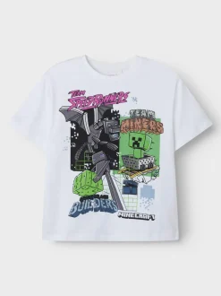 Name It lasten t-paita, NKMJAHI MINECRAFT SS TOP Valkoinen