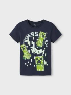 Name It lasten t-paita, NKMFRENCH MINECRAFT SS TOP Tummansininen