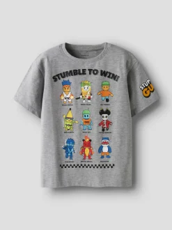 Name It lasten t-paita NKMSTUFF STUMBELG SS NREG TOP, keskiharmaa