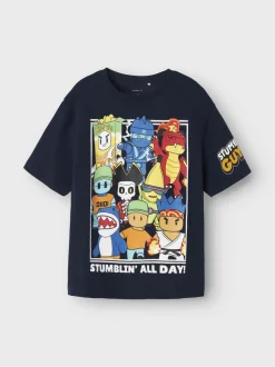 Name It lasten t-paita NKMSTUFF STUMBELG SS NREG TOP, tummansininen