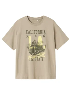 Name It lasten t-paita, NKMVILOGO SS TOP Beige