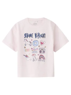 Name It lasten t-paita, NMFVEEN SS REG TOP Vaaleanpunainen