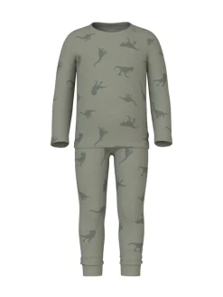 Name It Lasten Yöasu, NMMNIGHTSET AGAVE GREEN DINO RIB Armeijanvihreä