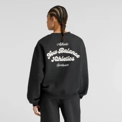 New Balance Naisten Collegepaita, Linear Heritage Fleece Crew Musta