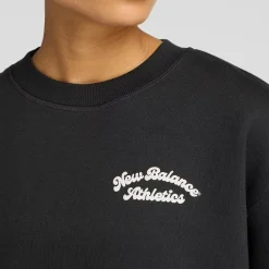 New Balance Naisten Collegepaita, Linear Heritage Fleece Crew Musta