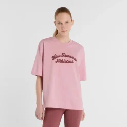 New Balance Naisten T-paita, Linear Heritage Oversized T-Shirt Vaaleanpunainen