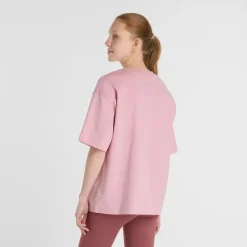 New Balance Naisten T-paita, Linear Heritage Oversized T-Shirt Vaaleanpunainen