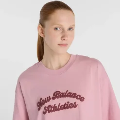 New Balance Naisten T-paita, Linear Heritage Oversized T-Shirt Vaaleanpunainen