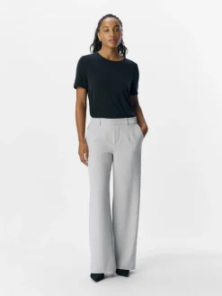 Object Naisten Housut OBJLISA WIDE PANT NOOS Light Grey Melange