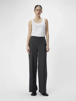 Object Naisten Housut, OBJLISA WIDE PANT NOOS H Medium Grey Melange