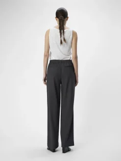 Object Naisten Housut, OBJLISA WIDE PANT NOOS H Medium Grey Melange