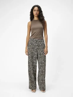 Object naisten housut, OBJALBA LISA WIDE PANT PRINT Humus