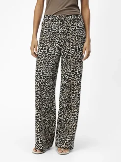Object naisten housut, OBJALBA LISA WIDE PANT PRINT Humus