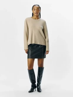 Object naisten neule, OBJREYNARD SQUARE SLEEVE O-NECK Humus