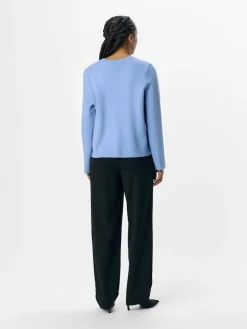 Object naisten neule, OBJREYNARD SQUARE SLEEVE O-NECK Cornflower Blue