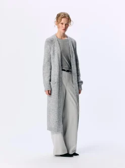 Object naisten neuletakki, OBJMILU LS LO LONG KNIT CARDIGAN Medium Grey Melange