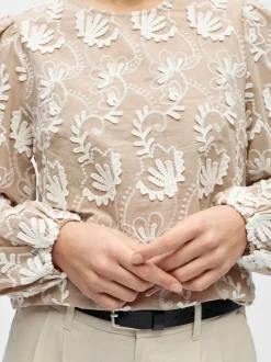 Object naisten pusero OBJMYA RE L/S Top, Humus Cloud dancer