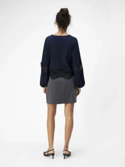 Object naisten pusero, OBJDANNI RE L/S TOP Tummansininen